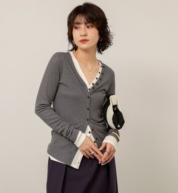 MAQWEL「【MAQWEL/マクウェル】ウォッシャブルリブカーディガン」|カーディガン|ミディアムグレー