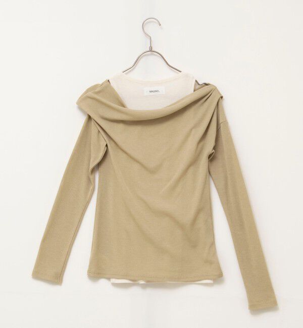 MAQWEL「【MAQWEL/マクウェル】ウォッシャブルレイヤードドレープロンＴ」|Tシャツ・カットソー|