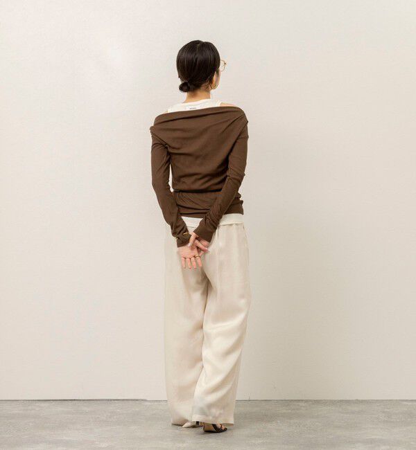 MAQWEL「【MAQWEL/マクウェル】ウォッシャブルレイヤードドレープロンＴ」|Tシャツ・カットソー|