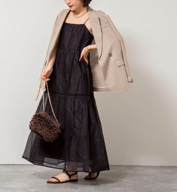 NOLLEY'S sophi「【MARILYN MOON/マリリーンムーン】sheer starched cotton lace tieredワンピース」|ワンピース|ブラック