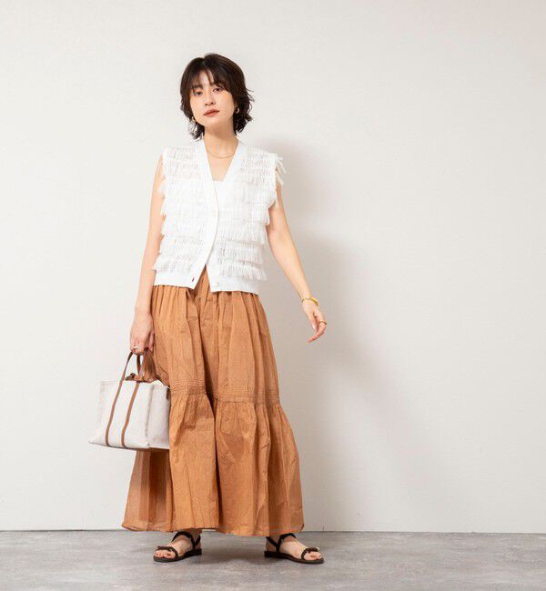 NOLLEY'S sophi「【MARILYN MOON】sheer starched cotton lace tieredスカート」|フレア|