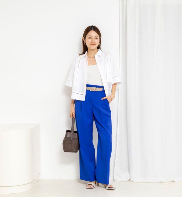 NOLLEY'S「ウォッシャブルはしごレース半袖ショートシャツ」|シャツ・ブラウス|