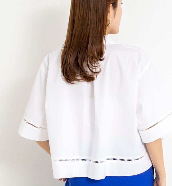 NOLLEY'S「ウォッシャブルはしごレース半袖ショートシャツ」|シャツ・ブラウス|