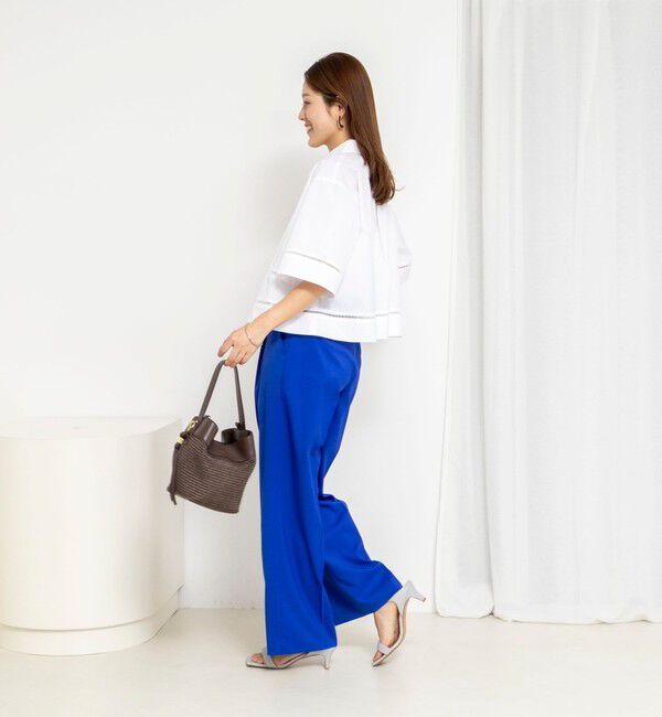 NOLLEY'S「ウォッシャブルはしごレース半袖ショートシャツ」|シャツ・ブラウス|