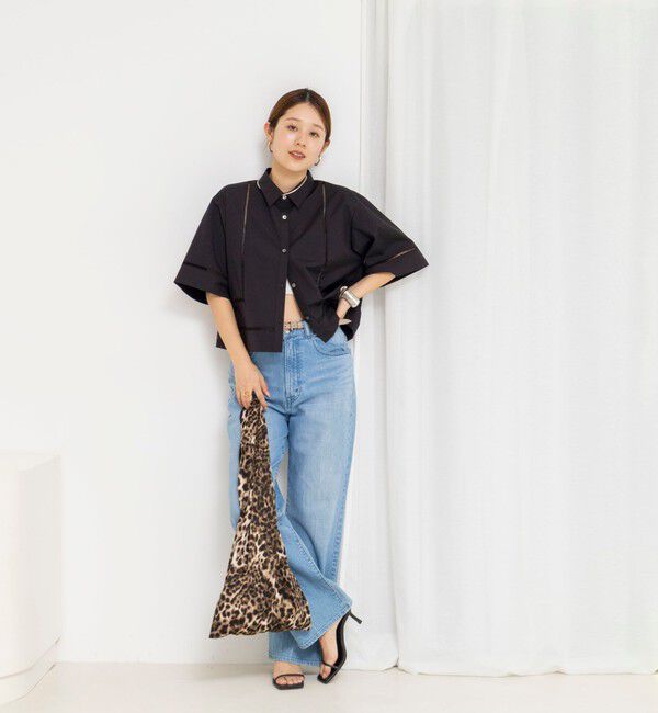 NOLLEY'S「ウォッシャブルはしごレース半袖ショートシャツ」|シャツ・ブラウス|