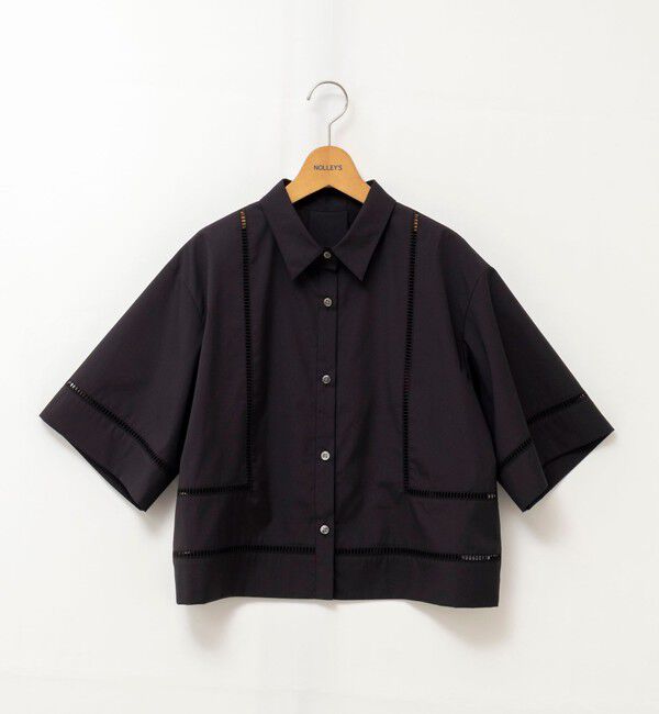 NOLLEY'S「ウォッシャブルはしごレース半袖ショートシャツ」|シャツ・ブラウス|