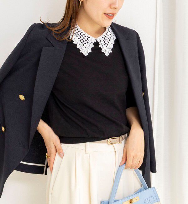 NOLLEY'S「【WEB＆一部店舗限定カラー】《手洗い可能》襟レース取り外し6分袖プルオーバー」|ニット・セーター|