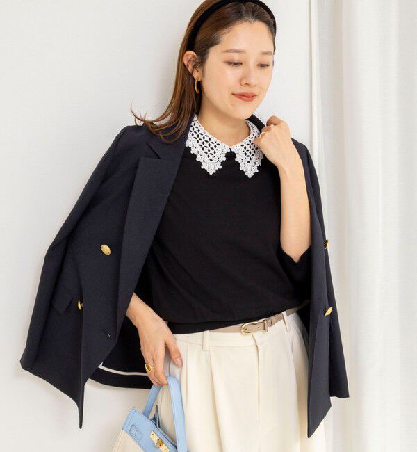 NOLLEY'S「【WEB＆一部店舗限定カラー】《手洗い可能》襟レース取り外し6分袖プルオーバー」|ニット・セーター|