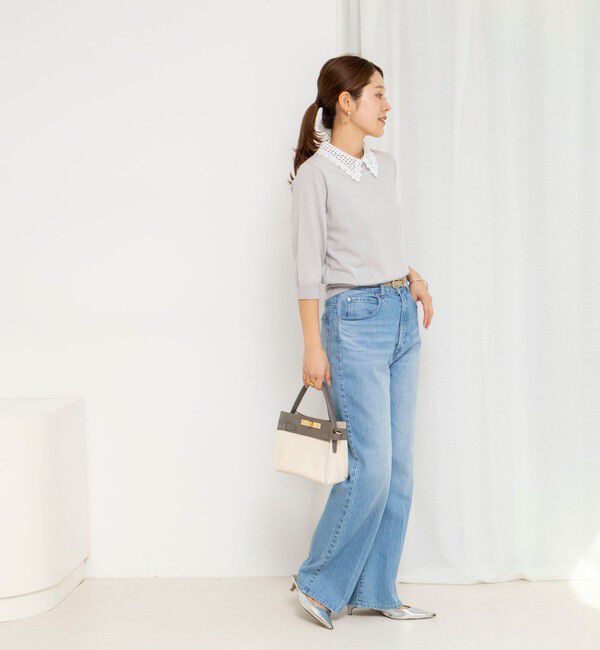 NOLLEY'S「【WEB＆一部店舗限定カラー】《手洗い可能》襟レース取り外し6分袖プルオーバー」|ニット・セーター|