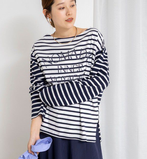 NOLLEY'S「【WEB限定】ウォッシャブルボーダープリントロンTee」|Tシャツ・カットソー|