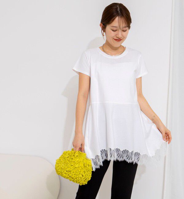 NOLLEY'S「【WEB限定】ウォッシャブルヘムレースカットソー」|Tシャツ・カットソー|