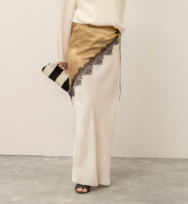 MAQWEL「《セットアップ対応》【MAQWEL/マクウェル】ウォッシャブルサテンスカート」|スカート|オフホワイト