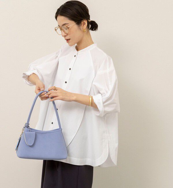 MAQWEL「【MAQWEL/マクウェル】ウォッシャブルバンドカラーラグランシャツ」|シャツ・ブラウス|