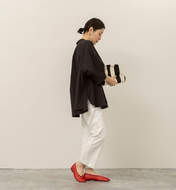 MAQWEL「【MAQWEL/マクウェル】ウォッシャブルバンドカラーラグランシャツ」|シャツ・ブラウス|