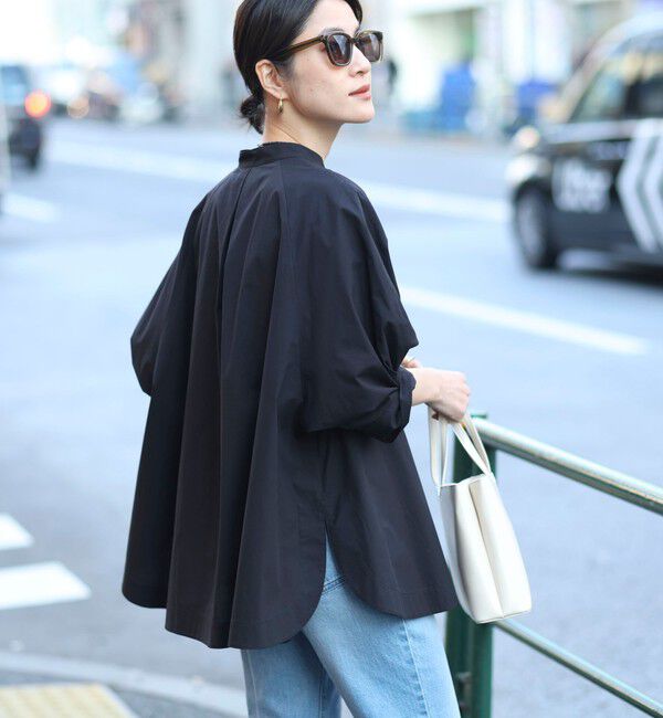 MAQWEL「【MAQWEL/マクウェル】ウォッシャブルバンドカラーラグランシャツ」|シャツ・ブラウス|