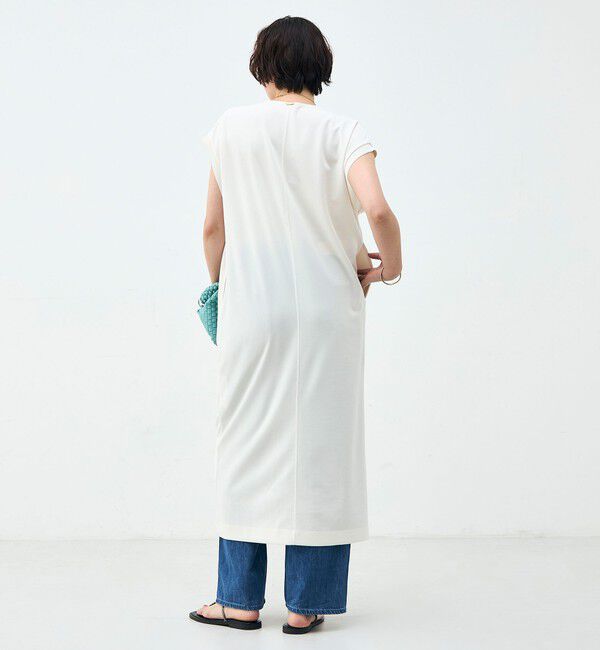 Rie Miller「ウォッシャブル袖口リブマキシ丈ワンピースジョーゼットダンボール」|ワンピース|