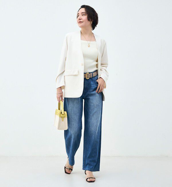 Rie Miller「ウォッシャブルノーカラージャケットジョーゼットダンボール」|ノーカラージャケット|