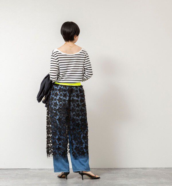 Rie Miller「ウォッシャブルブークレーボーダーバックUネックプルオーバー」|ニット・セーター|