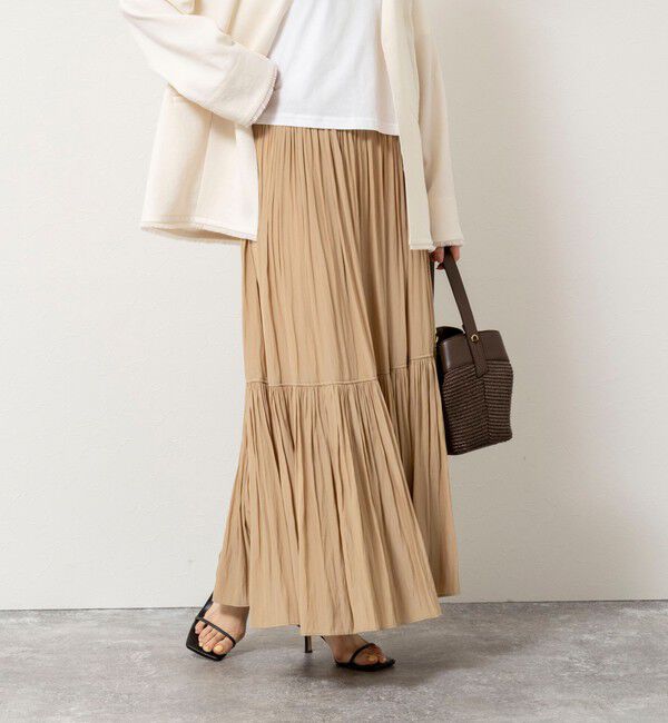 NOLLEY'S「ウォッシャブルカッセンギャザーマキシスカート」|フレア|