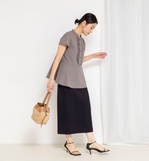NOLLEY'S「ウォッシャブル前立プリーツペプラムブラウス」|シャツ・ブラウス|