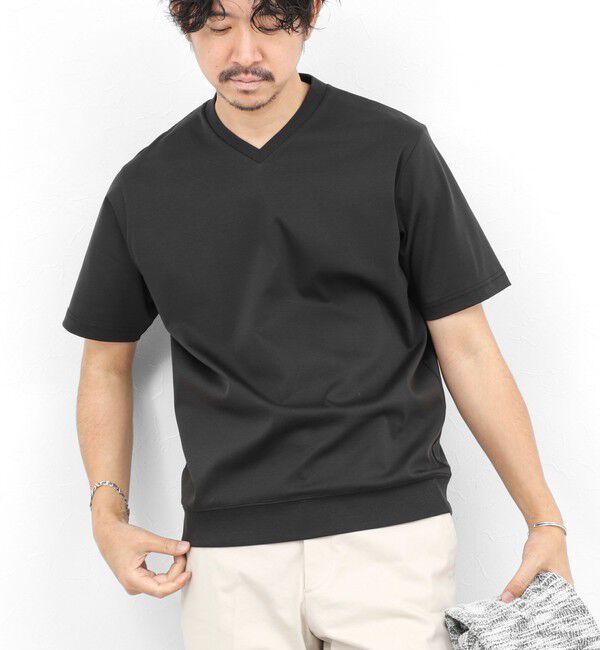 NOLLEY'S goodman「《ビジカジ対応》シルケットスムース VネックドレスTシャツ 26SS」|Tシャツ・カットソー|チャコールグレー