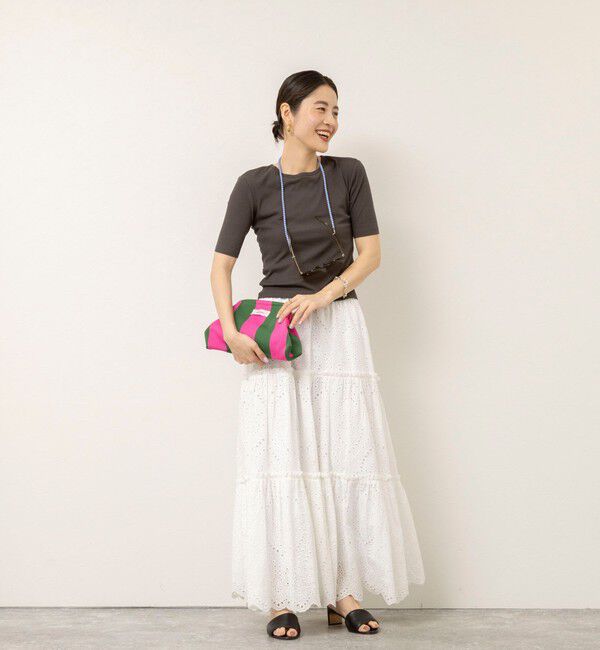 MAQWEL「【MAQWEL/マクウェル】ウォッシャブルバックリボン五分袖プルオーバー」|Tシャツ・カットソー|