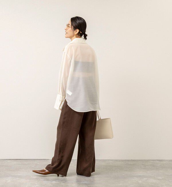 MAQWEL「【MAQWEL/マクウェル】ウォッシャブルオープンカラーシアーブラウス」|シャツ・ブラウス|
