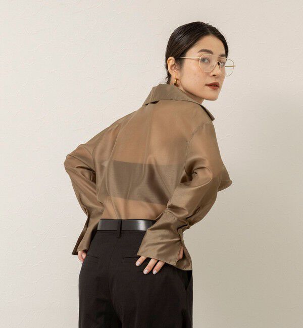 MAQWEL「【MAQWEL/マクウェル】ウォッシャブルオープンカラーシアーブラウス」|シャツ・ブラウス|