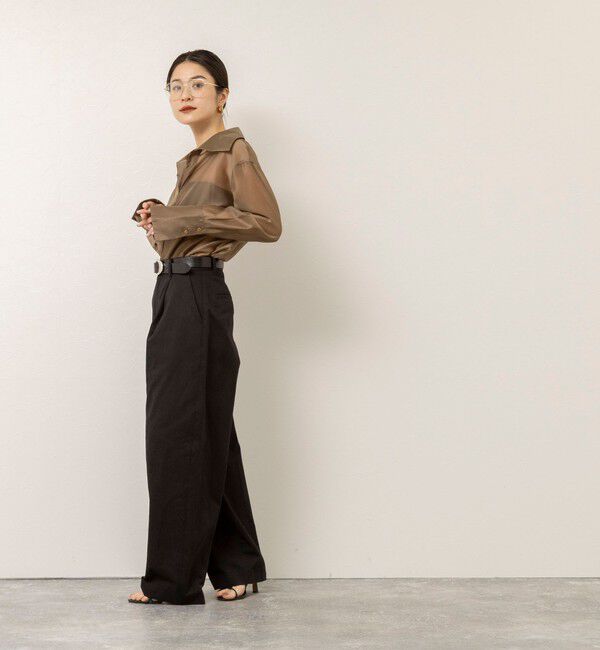 MAQWEL「【MAQWEL/マクウェル】ウォッシャブルオープンカラーシアーブラウス」|シャツ・ブラウス|