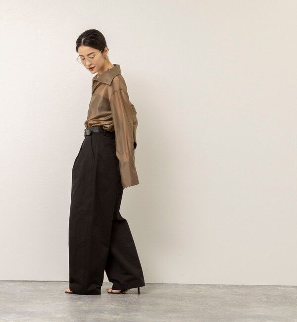 MAQWEL「【MAQWEL/マクウェル】ウォッシャブルオープンカラーシアーブラウス」|シャツ・ブラウス|