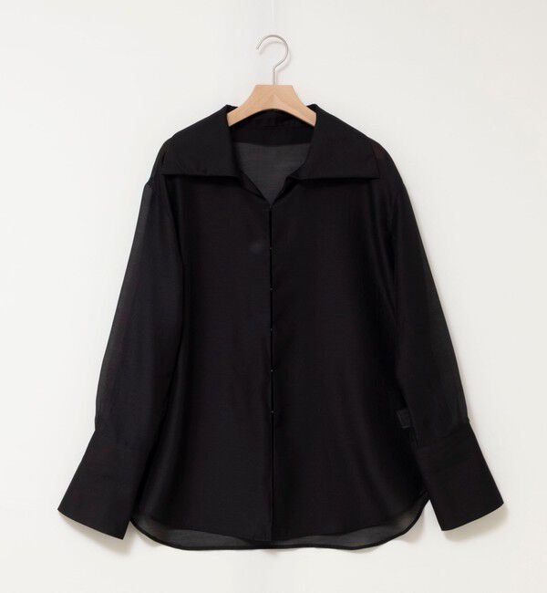 MAQWEL「【MAQWEL/マクウェル】ウォッシャブルオープンカラーシアーブラウス」|シャツ・ブラウス|