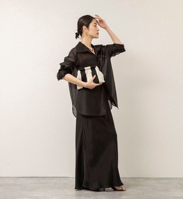 MAQWEL「【MAQWEL/マクウェル】ウォッシャブルオープンカラーシアーブラウス」|シャツ・ブラウス|