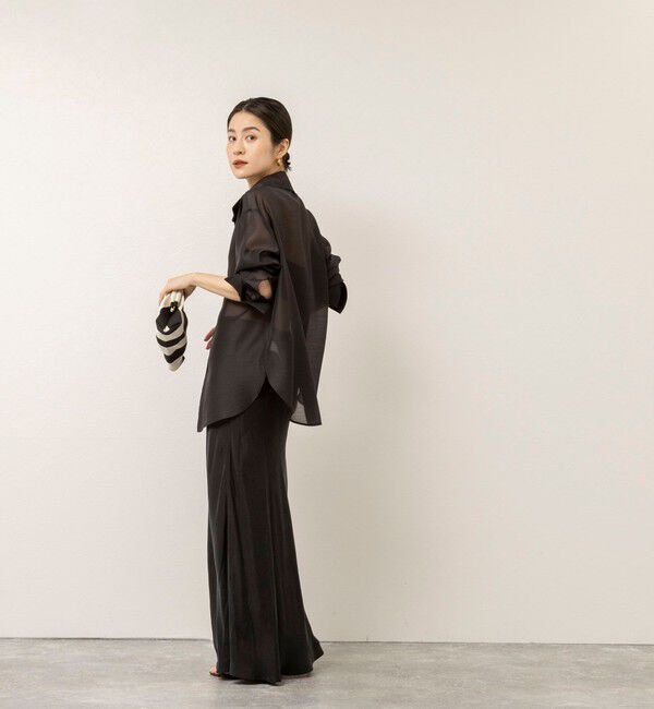 MAQWEL「【MAQWEL/マクウェル】ウォッシャブルオープンカラーシアーブラウス」|シャツ・ブラウス|