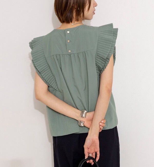 NOLLEY'S「ウォッシャブル高機能袖プリーツブラウス」|シャツ・ブラウス|オリーブ
