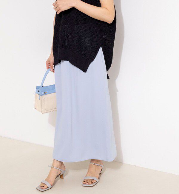 NOLLEY'S「ウォッシャブルハイスペックサテンロングスカート」|フレア|