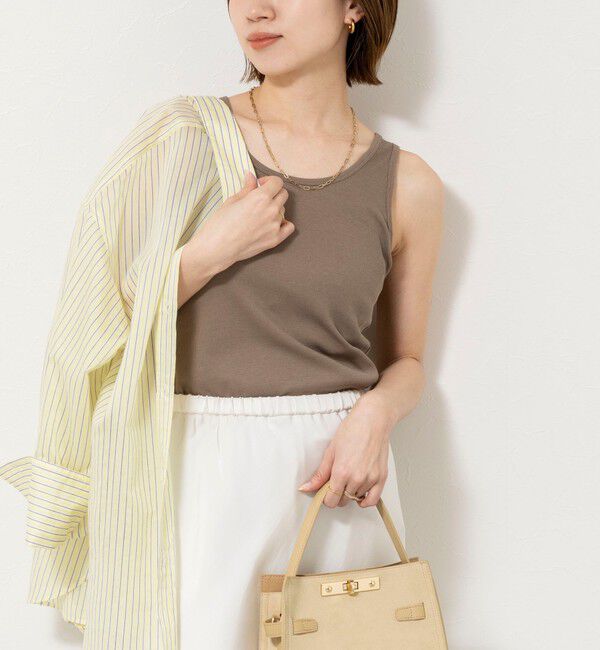 NOLLEY'S sophi「ウォッシャブルカップ付きリブタンクトップ」|タンクトップ|カーキ