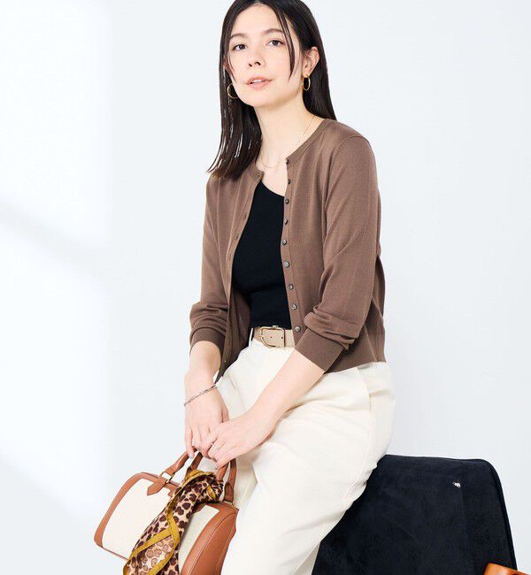 NOLLEY'S sophi「《手洗い可能/アンサンブル対応》マルチファンクションハイゲージクルーネックカーディガン」|カーディガン|