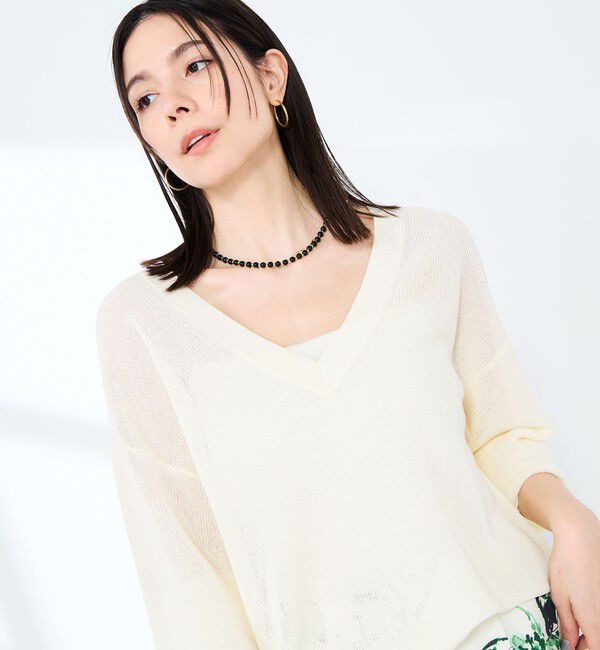 NOLLEY'S sophi「《手洗い可能》ペーパー混深V片畦プルオーバー」|ニット・セーター|