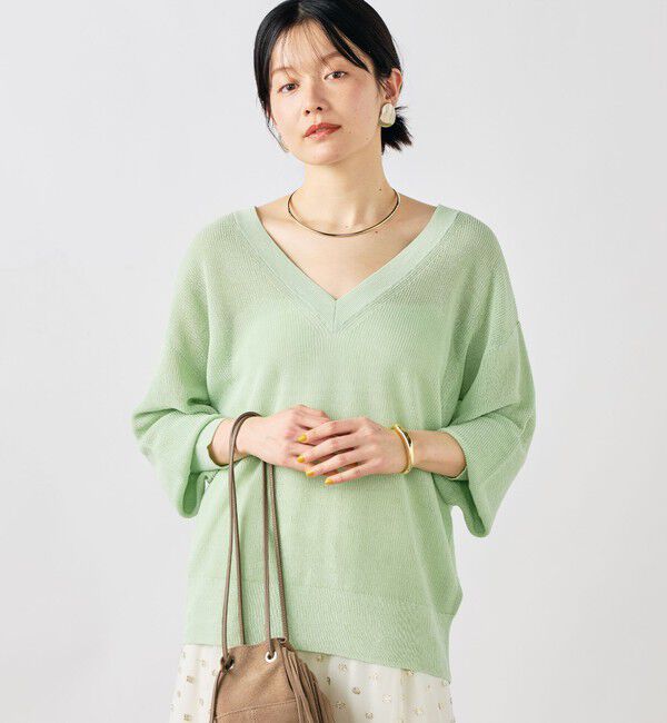 NOLLEY'S sophi「《手洗い可能》ペーパー混深V片畦プルオーバー」|ニット・セーター|
