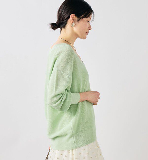 NOLLEY'S sophi「《手洗い可能》ペーパー混深V片畦プルオーバー」|ニット・セーター|