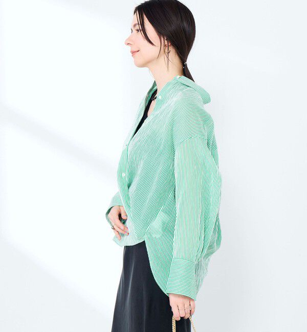 NOLLEY'S sophi「ウォッシャブルACARライトストライプ3WAYオーバーシャツ」|シャツ・ブラウス|