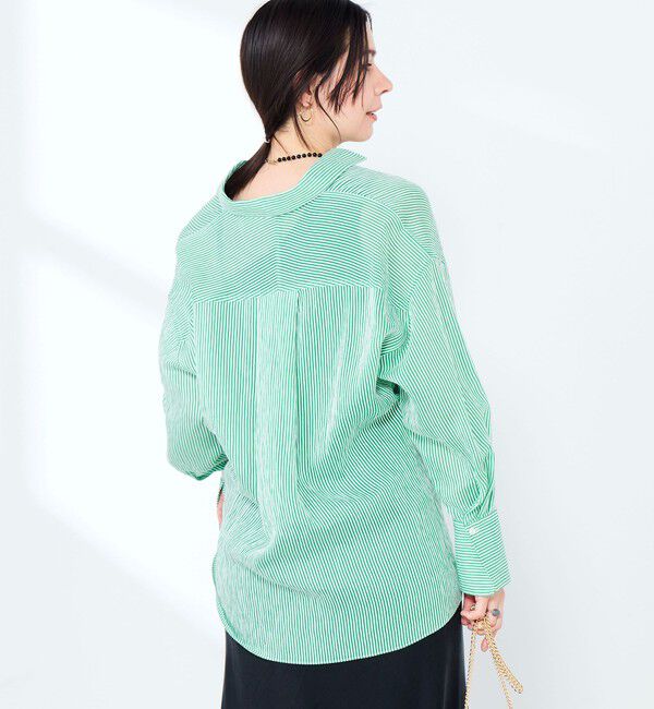 NOLLEY'S sophi「ウォッシャブルACARライトストライプ3WAYオーバーシャツ」|シャツ・ブラウス|