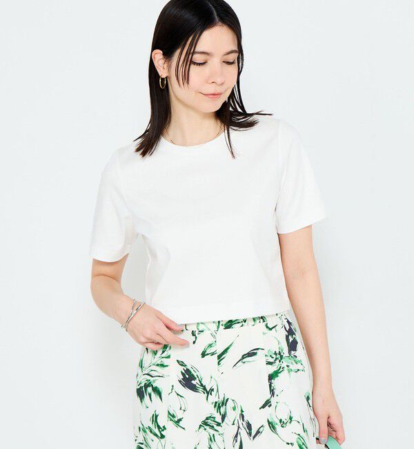 NOLLEY'S sophi「《手洗い可能》W&Wショート丈Tシャツ」|Tシャツ・カットソー|