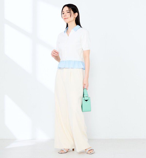 NOLLEY'S sophi「《手洗い可能/セットアップ対応》布帛襟取り外し可裾布帛半袖カーディガン」|カーディガン|