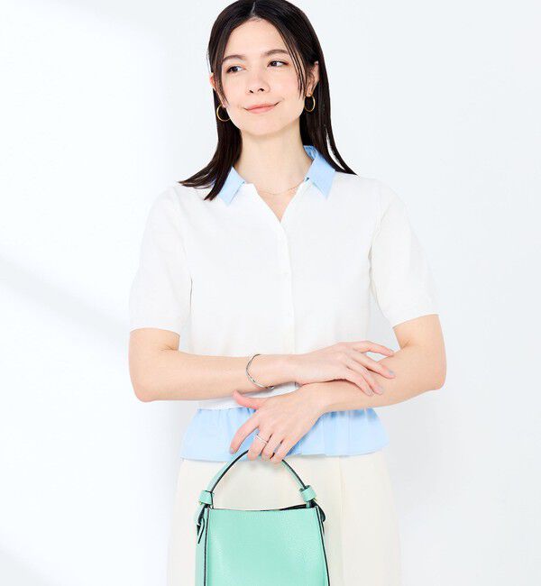 NOLLEY'S sophi「《手洗い可能/セットアップ対応》布帛襟取り外し可裾布帛半袖カーディガン」|カーディガン|