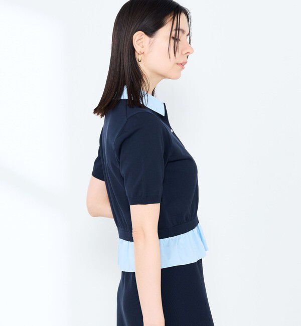 NOLLEY'S sophi「《手洗い可能/セットアップ対応》布帛襟取り外し可裾布帛半袖カーディガン」|カーディガン|