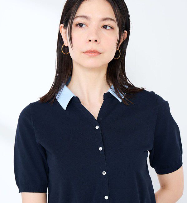 NOLLEY'S sophi「《手洗い可能/セットアップ対応》布帛襟取り外し可裾布帛半袖カーディガン」|カーディガン|