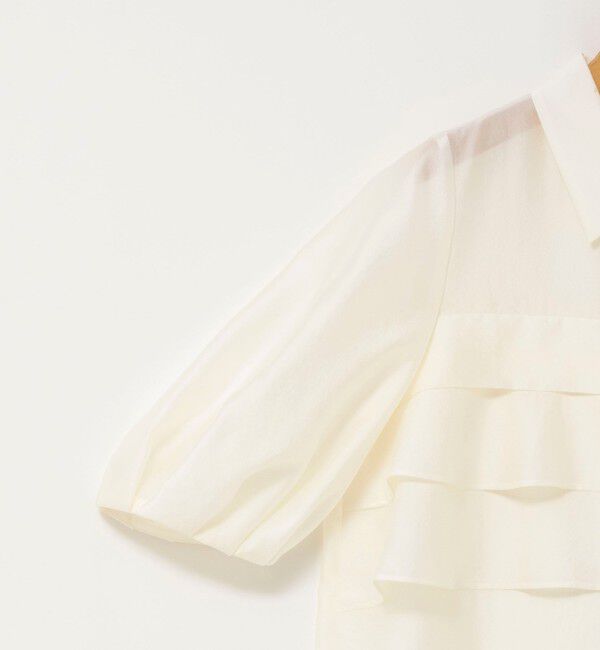 NOLLEY'S「シアーシルキーパール釦フリルブラウス」|シャツ・ブラウス|