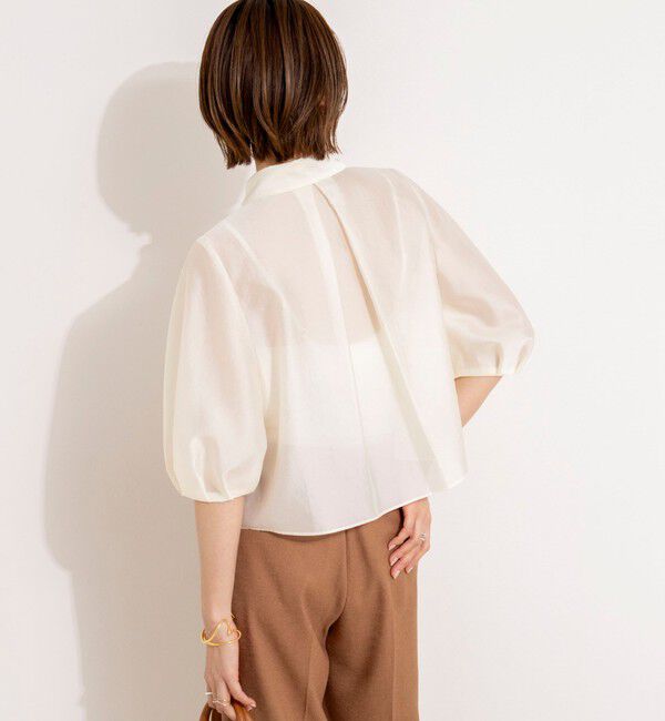 NOLLEY'S「シアーシルキーパール釦フリルブラウス」|シャツ・ブラウス|