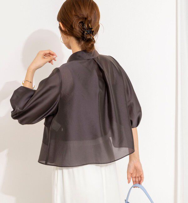 NOLLEY'S「シアーシルキーパール釦フリルブラウス」|シャツ・ブラウス|